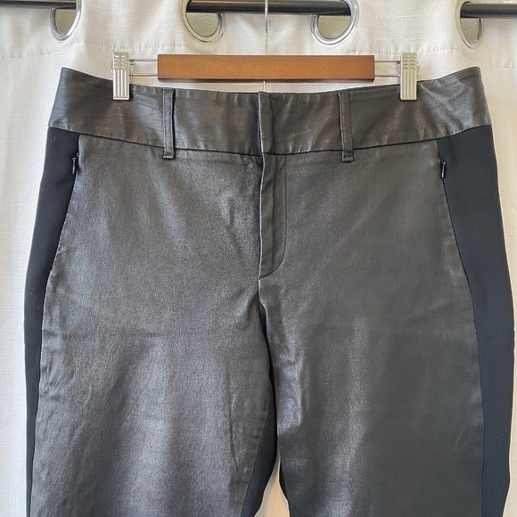 Rag & Bone Womens Lamb Leather Combo Mid Rise Slim Leg Trouser Black Size 12 - Picture 2 of 15